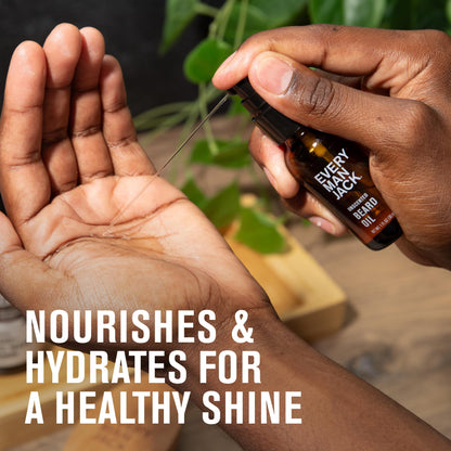 Every Man Jack Men's Beard Oil - Aged Bourbon Fragrance - Deeply Moisturizes and Softens Your Beard and Adds a Natural Shine - Naturally Derived with Shea Butter and Argan Oil - 1 fl oz