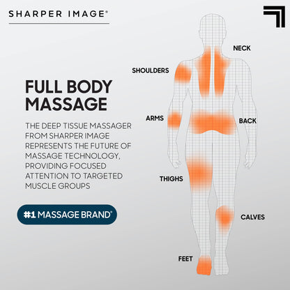 Sharper Image® Powerboost® Pro+ Hot & Cold Deep Tissue Massage Gun - 6 Speeds, 6 Attachments, 5-Hour Battery, Travel Case, Charging Base, Shoulder & Back Massager, Pain Relief Tool, FSA Eligible
