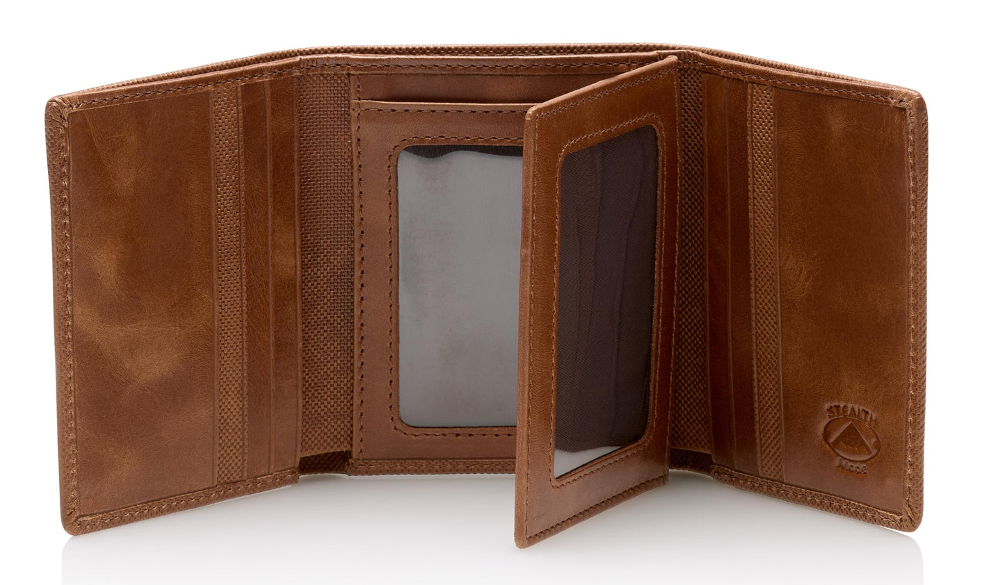 Stealth Mode Trifold Wallet for Men RFID Blocking – Genuine Napa Leather Extra Capacity Mens Wallet, 11 Card Slots, 3 ID Windows, Flip Out ID Holder, Large Tri Fold Leather Wallet for Men - Gift Ready