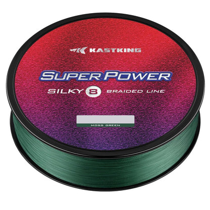 KastKing Superpower Silky8 Braided Fishing Line, Moss Green, 8 Strands, 40 LB, 300 Yds