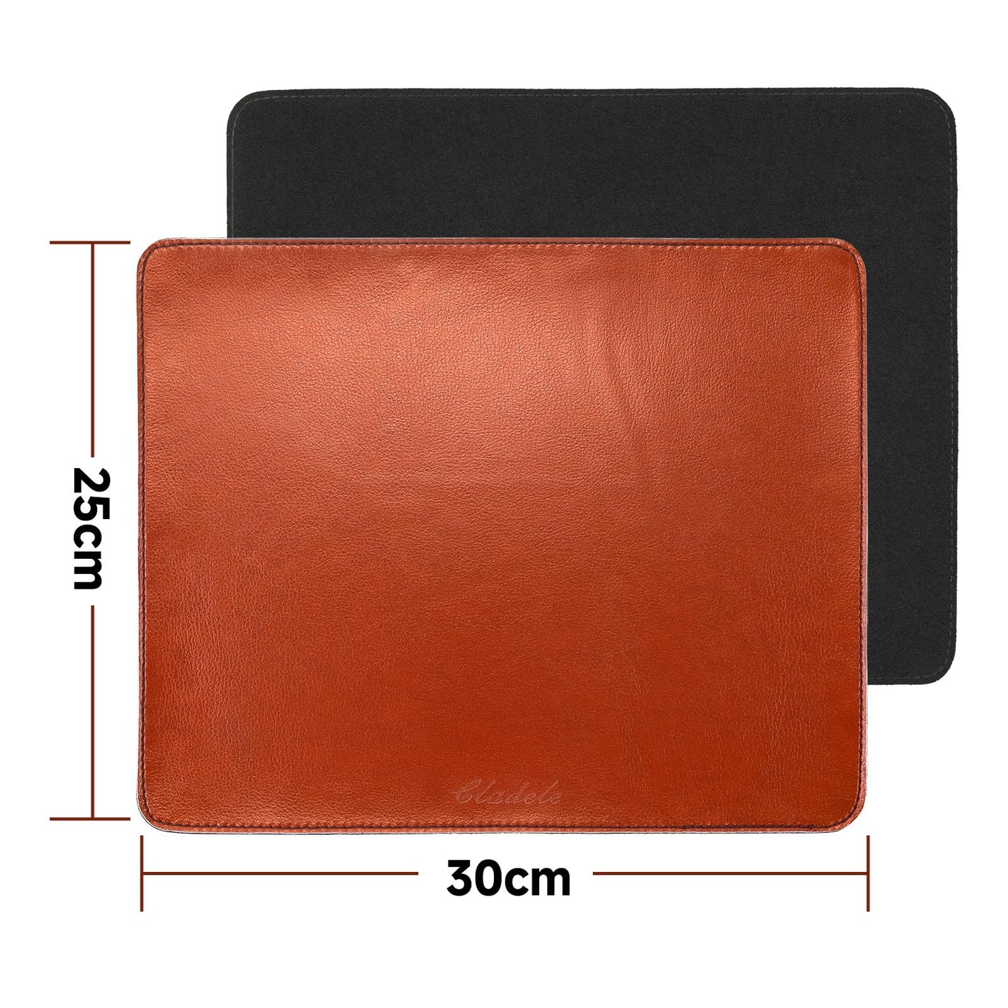 Brown Handmade Leather Mouse Pad with Stitched Edge Micro-Fiber Base with Non-Slip Waterproof, Mouse Pad for Computers, Laptop, 8 x11Inch