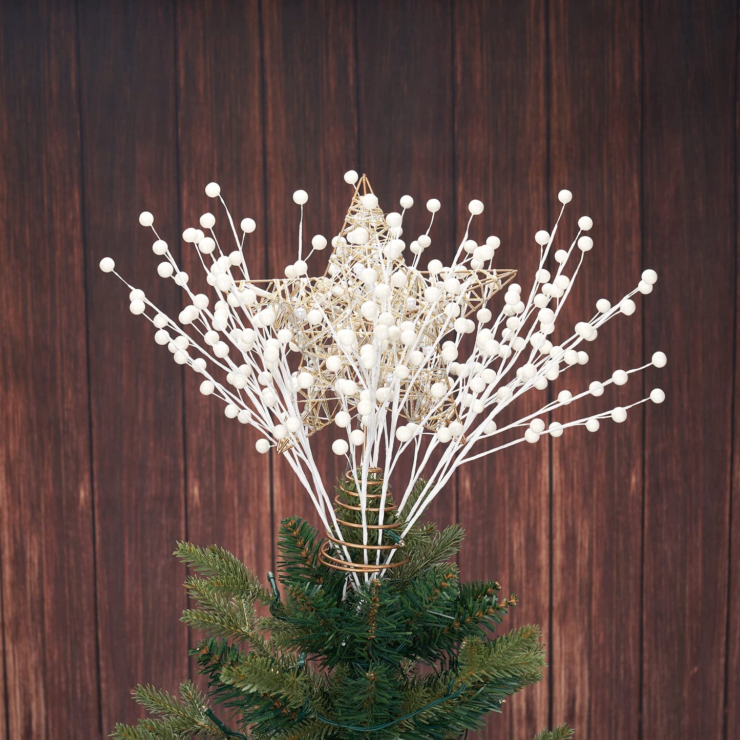 Osfvn Christmas Berries Picks Set of 12 Xmas Tree Decorations 14inches White Holly Berry Stems Decorative Artificial Floral Picks for Holiday Wreath Garland Floral Table Arrangement Decor