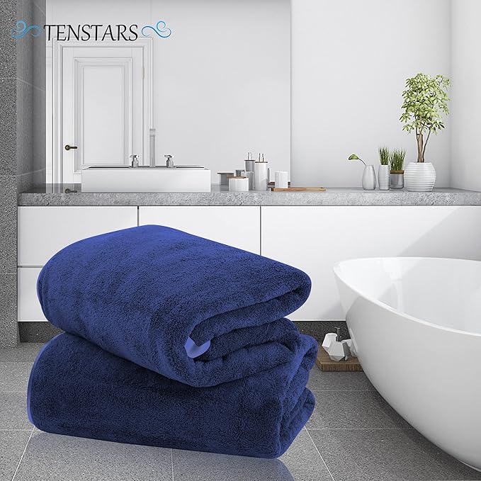 TENSTARS Silk Hemming Bath Towels