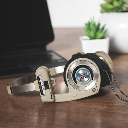 Koss Porta Pro Limited Edition On-Ear Headphones, in-Line Microphone, Volume Control and Touch Remote Control, Retro Style, Includes Hard Carry Case, Wired with 3.5mm Plug, Rhythm Beige
