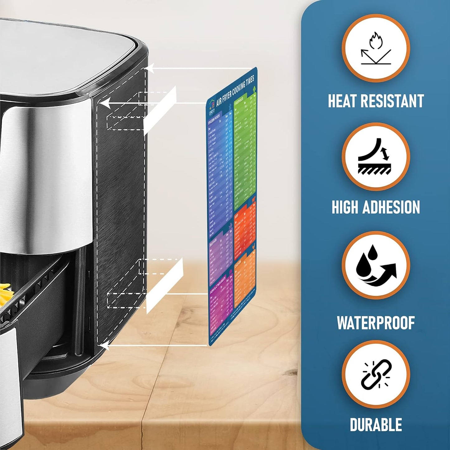 Air Fryer Cheat Sheet Magnets - Must Have Air Fryer Accessories Air Fryer Cookbook for Beginners Cooking Guide - Cooking Time Cheat Sheet - Magnetic Quick Reference (3 Pack)