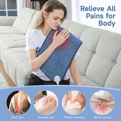 Heating Pad for Back, Large Heating Pads for Body Muscle Pain Cramps Relief, 6 Heat Settings Machine Washable Electric Heating Pad, Birthday Christmas Gifts for Women Mom