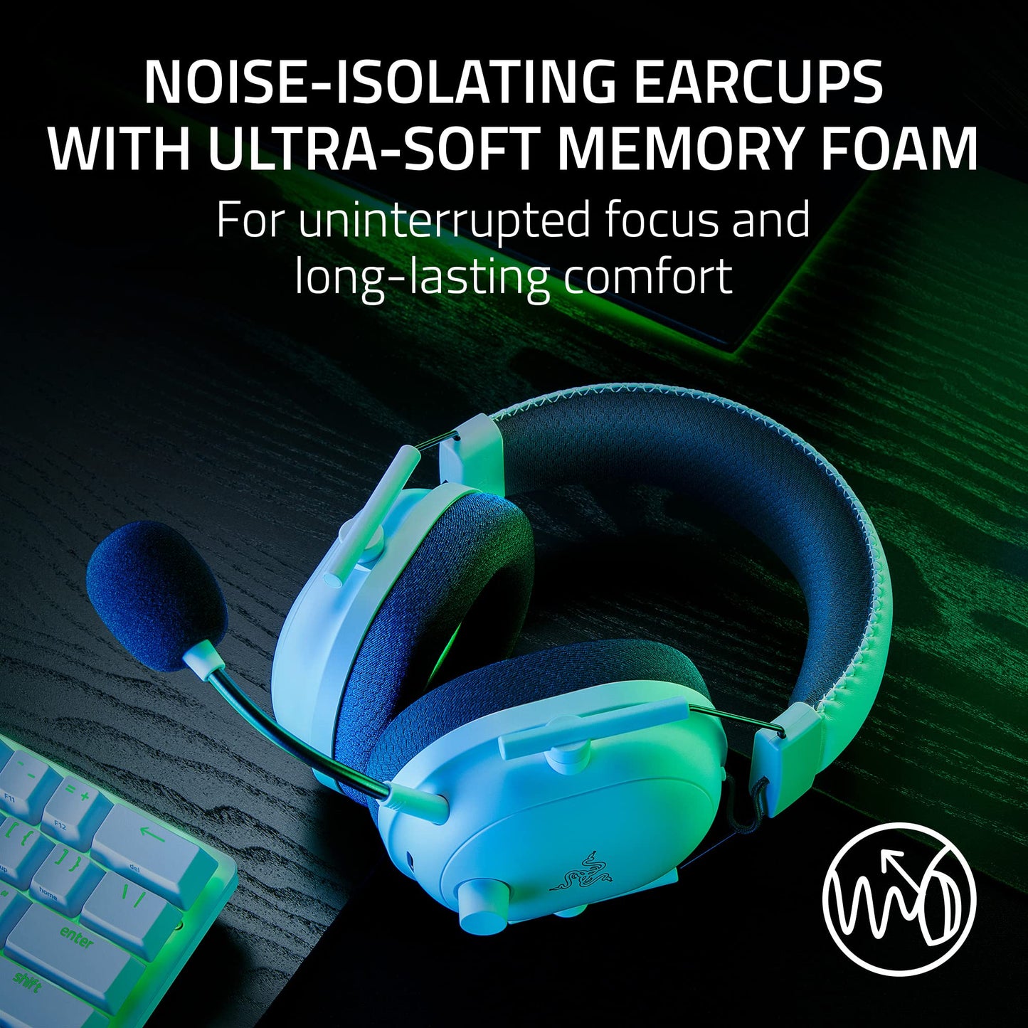 Razer BlackShark V2 Pro Wireless Gaming Headset 2023 Edition: Detachable Mic - Pro-Tuned FPS Profiles - 50mm Drivers - Noise-Isolating Earcups w/Ultra-Soft Memory Foam - 70 Hr Battery Life - White