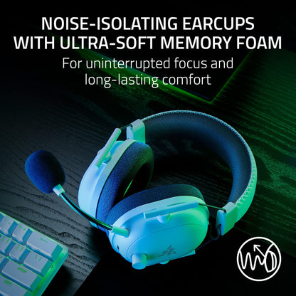 Razer BlackShark V2 Pro Wireless Gaming Headset 2023 Edition: Detachable Mic - Pro-Tuned FPS Profiles - 50mm Drivers - Noise-Isolating Earcups w/Ultra-Soft Memory Foam - 70 Hr Battery Life - White