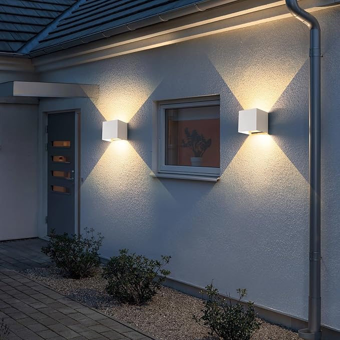 Outdoor Wall Lights & Indoor Wall Sconce White Square Wall Sconces Lights,3000K/4000K/6500K,15W Outdoor Sconce,Waterproof,Rust-Resistant,ETL Listed,1300LM,Adjustable Beam(4.33 Inch,1 Pack)