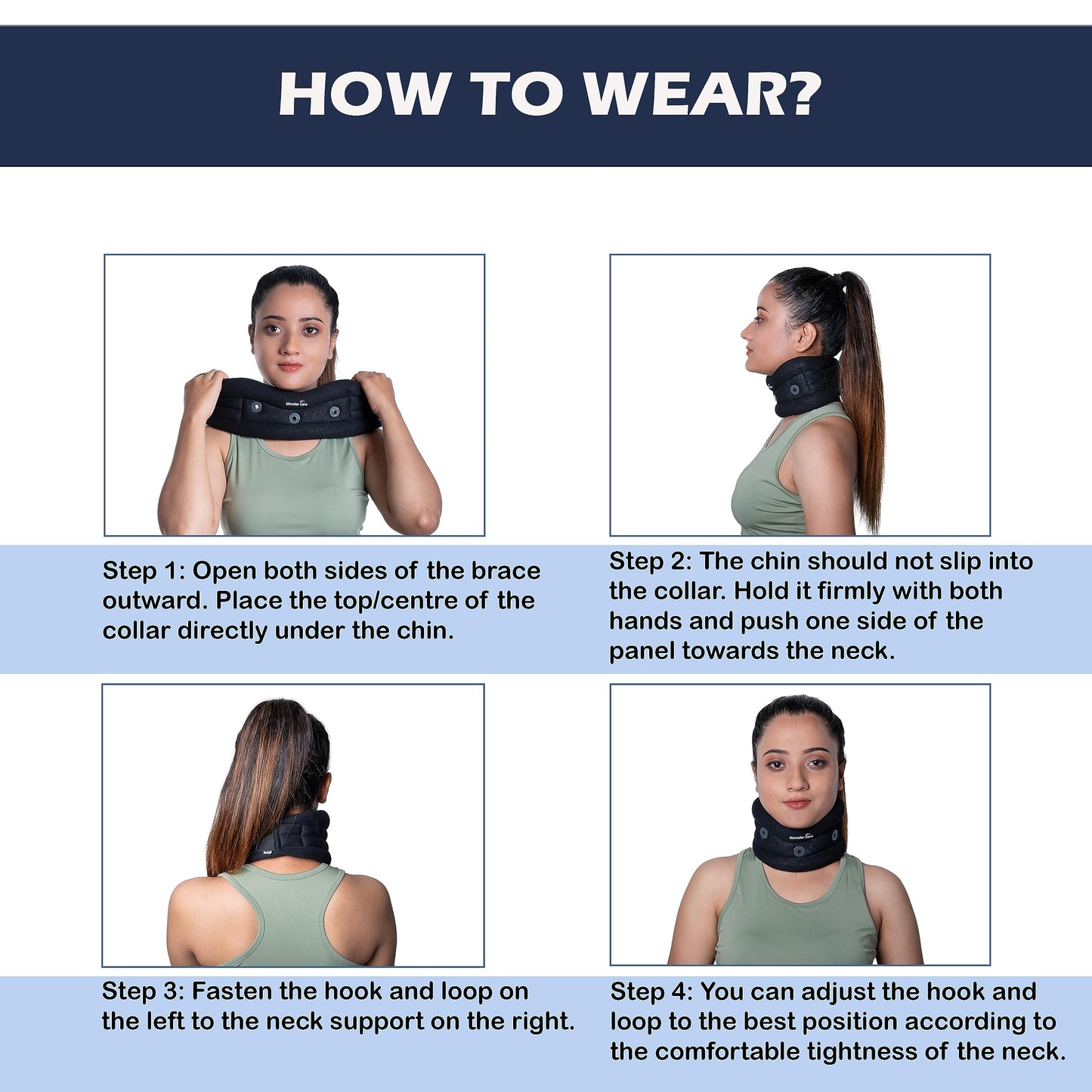 Wonder Care Neck Brace for Sleeping - Cervical Collar Relief Neck Pain and Neck Support Soft Foam, Relief of Cervical Spine Pressure for Women & Men (Black, X-Large, 3.7" Depth)
