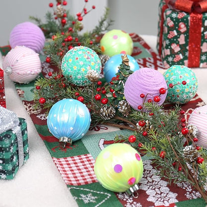 SY Super Bang 15PCS Christmas Ornaments Set, 8CM/3.14" Macaroon Shatterproof Ball Ornaments for Christmas Tree Hanging Decorations, for Home Holiday Party Xmas Decor.
