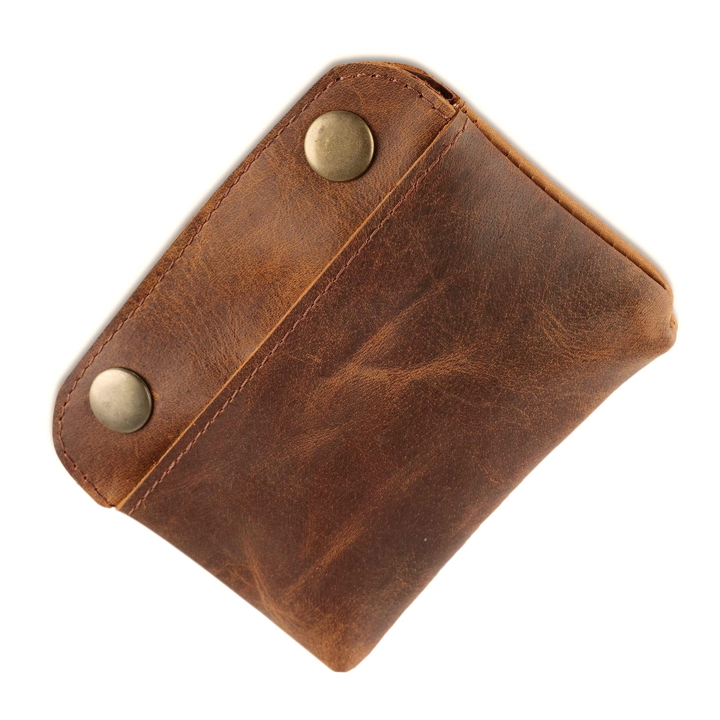 CestAntiQ, Handmade Leather Double Snap Pouch, Coin Purse, Cash & Card Holder, Makeup Bag, Cable Organizer - Minimalist Leather Snap Wallet, Durable Clasp Pouch for Travel & Accessories