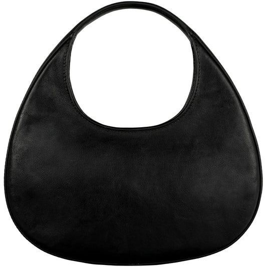 Time Resistance Leather Handbag - Purse for Women - Moon Bag - Top Handle Handbag – Crescent Hobo Purse (Black)