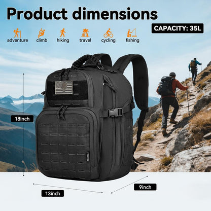 AZULDEZ Military Tactical Backpack for Men, Molle EDC Daypack Work Backpack for Trekking, Army 3 Days Assault Pack & Bug Out Bag with Water Bladder Compartment, Hiking Rucksack