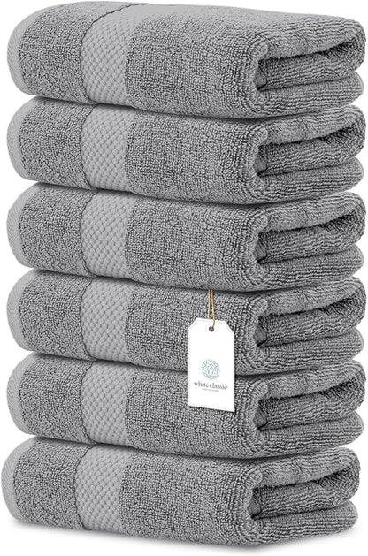 White Classic Luxury Light Gray Hand Towels