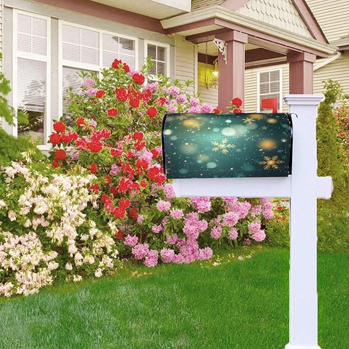 Festive Magnetic Mailbox Cover Snowflake Winter Outdoor Mailbox Protector Holiday Seasonal Decorative Garden Yard Home Standard Size 21 x 18 Inch