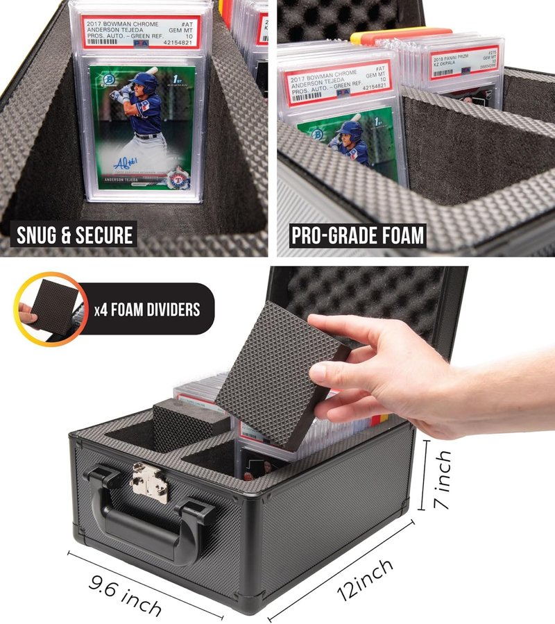 SLAB ARMOR Graded Card Storage Box - 2 Row Case for 80+ PSA Slabs | Black Card Holder