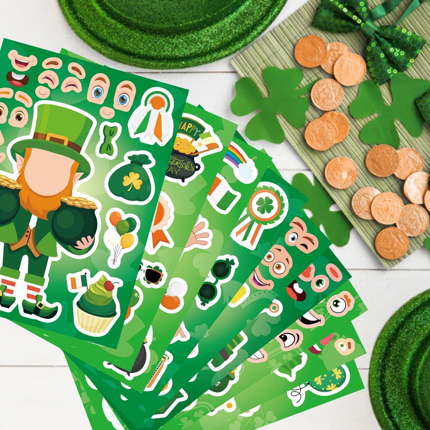 27 Sheets St. Patrick's Day Stickers for Kids Toddlers, Make a Face Stickers, Make Your Own Stickers DIY Saint Patrick Irish Stickers for St. Patrick's Day Craft Party Favor Decorations