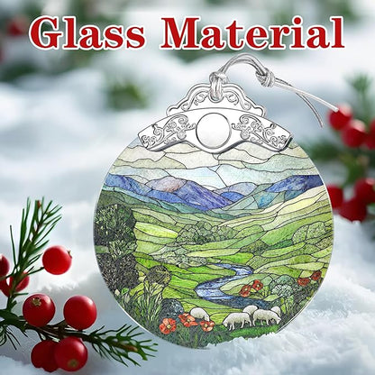Green Irish Hills Ornament – Christmas Decoration & Christmas Ornament; Stained Glass Holiday Decoration (Holiday Present, Bauble Present, Gift Idea, Gift Exchange) | Heirloom Keepsakes
