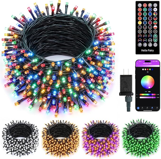 Minetom 82ft 250LED Color Changing Christmas Halloween Tree Lights, LED RGB String Twinkle Lights, 16 Milion Adjustable Colors Smart Fairy Lights with Remote & Timer for Xmas Tree Holiday Party