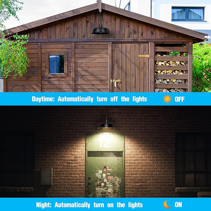 Gooseneck Barn-Lights Outdoor Fixture - 18 inch Farm Style Black Large Lighting Farmhouse Exterior Sconce Wall Light for House, Dusk to Dawn Sensor Front Door Porch Garage (18 inch)