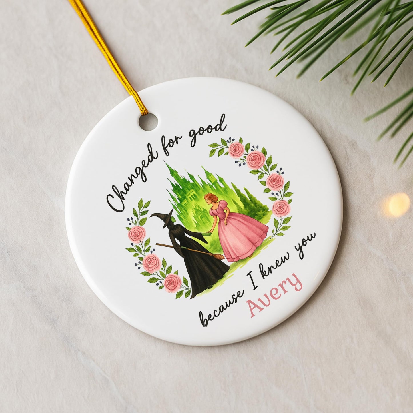 Wicked Ceramic and Glass Ornament, Broadway Musicals Ornament, Broadway Gifts for Fan, Wicked Christmas, Best Friends Merch, Xmas Teen Girl Gift (Glass, 1)