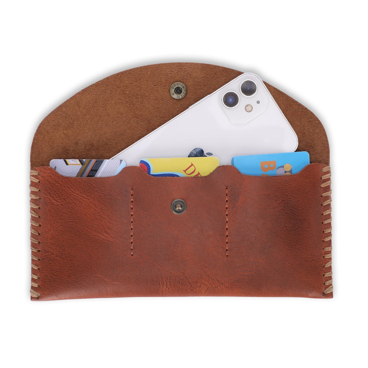 TheAntiq Genuine Leather Currency Pouch for Men & Women – Travel Money Organizer with 3 Card Slots | Handmade Leather Cash Wallet & Dollar Bill Holder – Slim Travel Money Bag