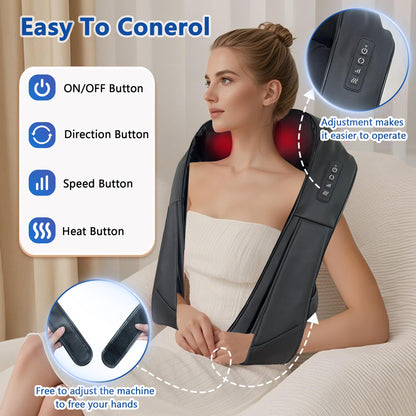 Joyset Shiatsu Neck and Back Massager with Heat,Electric Shoulder Massager for Pain Relief Deep Tissue,3D Kneading Massage with Cloth Cover Easy to Clean Best Gift for Men Women Parents