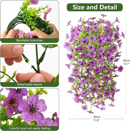 Artificial Fake Flowers Plants for Outdoor Spring Summer Decoration, 2PCS Faux Daisy Silk Flowers Outside No Fade UV Resistant Realistic Home Decor for Porch Patio Balcony (Purple)