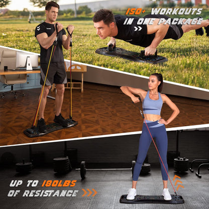LALAHIGH Push Up Board,36 in 1 Home Gym Equipment with Ab Roller Wheel & Resistance Bands, Portable Foldable Workout Board for Full Body Strength Training Men Women