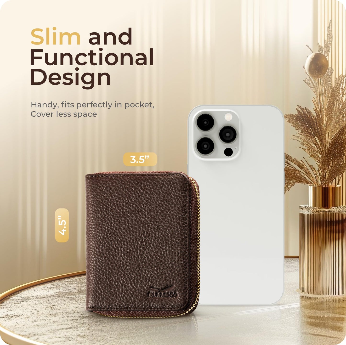 Claasico Bifold Wallet for Women RFID Blocking | Genuine Leather Zip Wallet & Ladies Coin Pocket | Stylish Credit Card Holder | Travel Wallet with Anti-Theft Protection