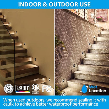 LEONLITE 3CCT 120V LED Step Lights, 3.5W 150LM 5%-100% Dimmable Indoor Outdoor Waterproof Vertical Stair Light, 3000K/4000K/5000K Selectable, CRI90, ETL, Aluminum, Oil Rubbed Bronze, Pack of 6