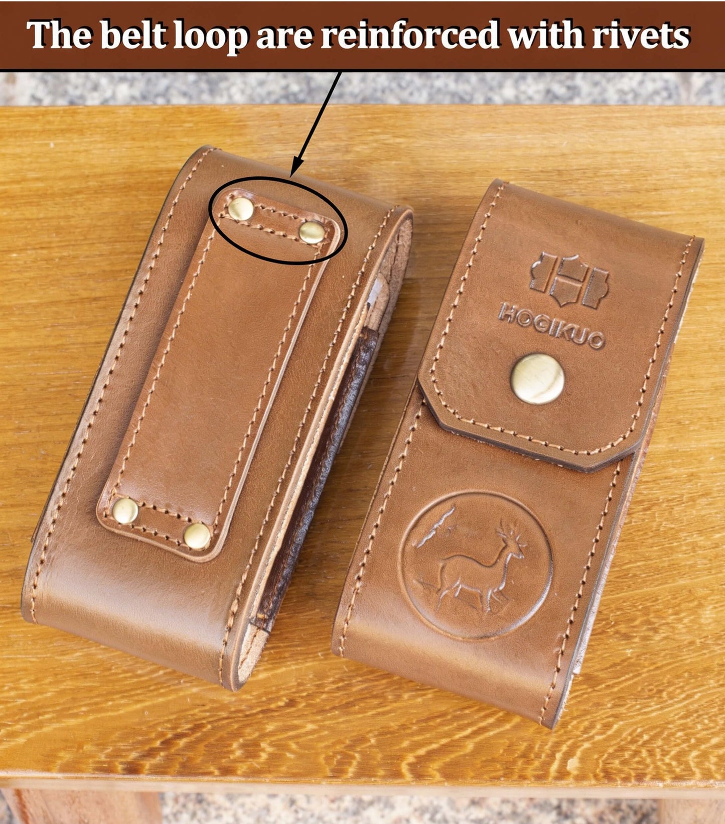 HOGIKUO Leather Multitool Sheath，Multi Tool Holster for Leatherman, Gerber, SOG and Similar Folding Tools 4" to 4.5"