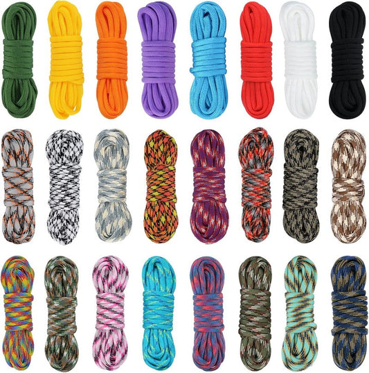 Paracord 550 Combo Kit - 10ft Paracord Rope in 24 Colors | Ideal for Bracelets, Lanyards, Dog Collars