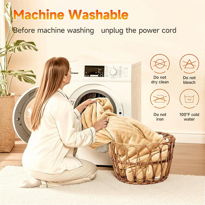Heated Blanket Electric Throw Blanket 50"x60" Fast Heating Electric Blanket with 5 Heat Levels & 4 Hours Auto-Off Overheat Protection Cozy Soft Flannel Heated Throw Blanket