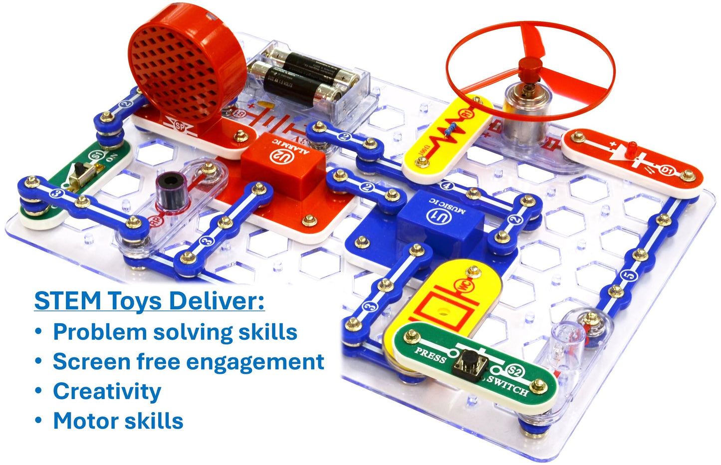 Snap Circuits Jr. SC-100 Electronics Exploration Kit, Over 100 Projects, Full Color Project Manual, 28 Parts, STEM Educational Toy for Kids 8 +