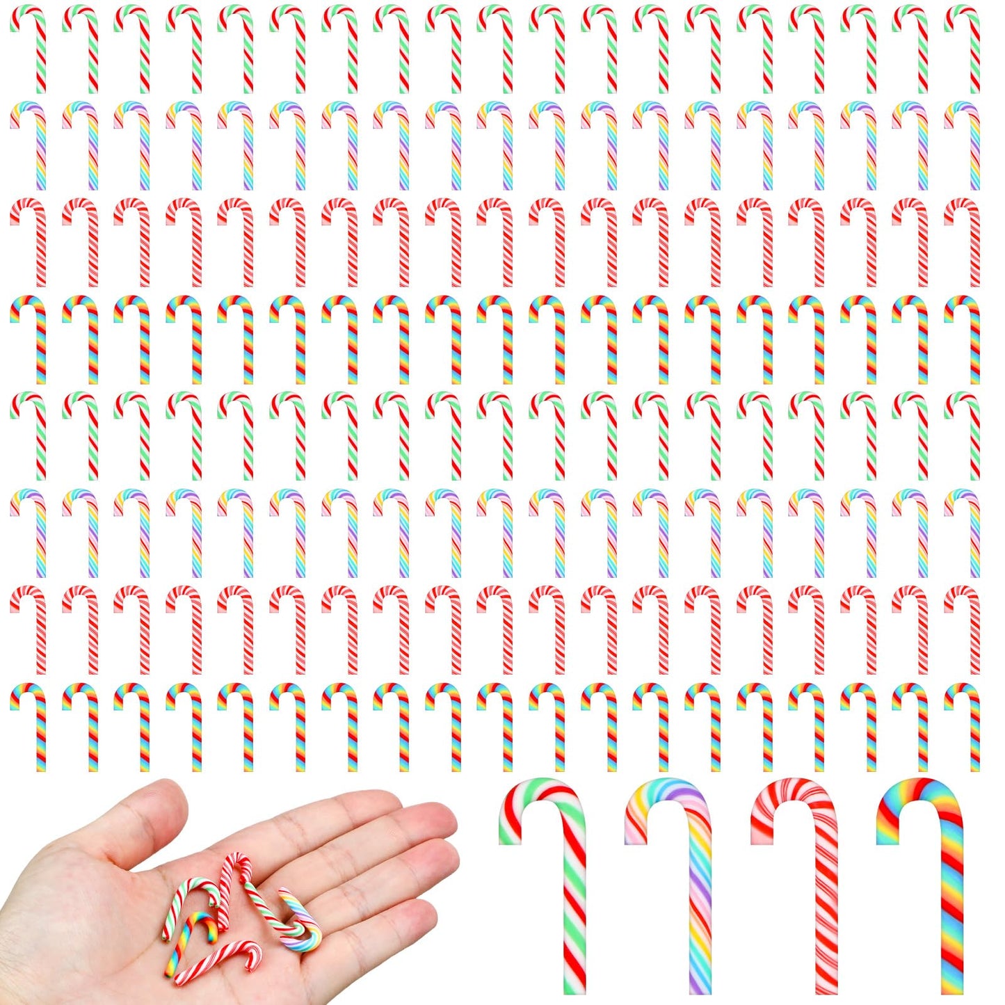 Giegxin 120 Pcs Christmas Mini Candy Cane for Crafts Plastic Fake Candy DIY Craft Supplies Peppermint Ornaments for Christmas DIY Garden Accessories Xmas Phone Case Making