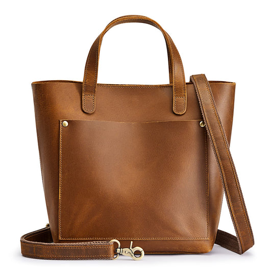 S-ZONE Leather Mini Crossbody Tote Bag Satchel Top-Handle Handbags Shoulder Purses with Inner Pouch