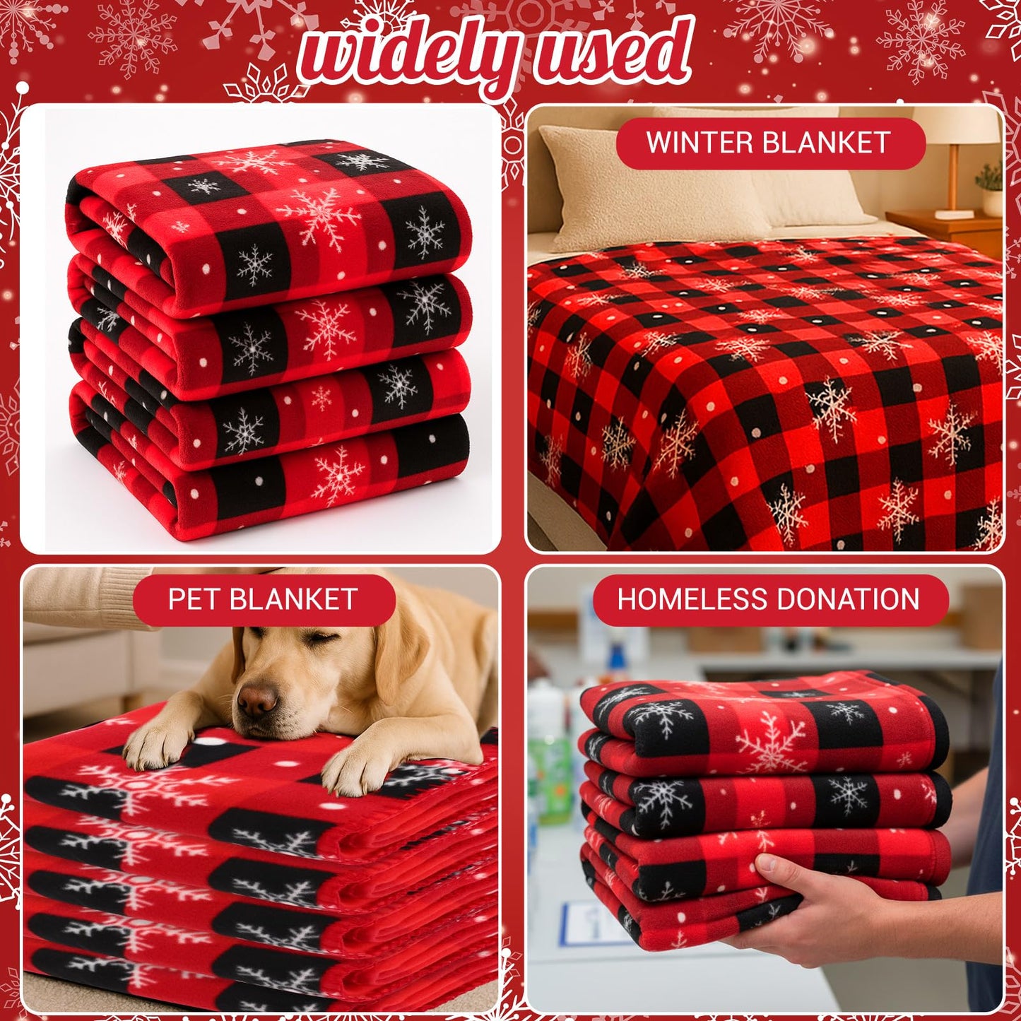 HunnmingRe 6 Set Christmas Fleece Throw Blanket Bulk Xmas Gift Set Include Merry Christmas Ribbon and Gift Card 50 x 60 Inch Holiday Blanket for Couch Sofa Winter Travel Decoration