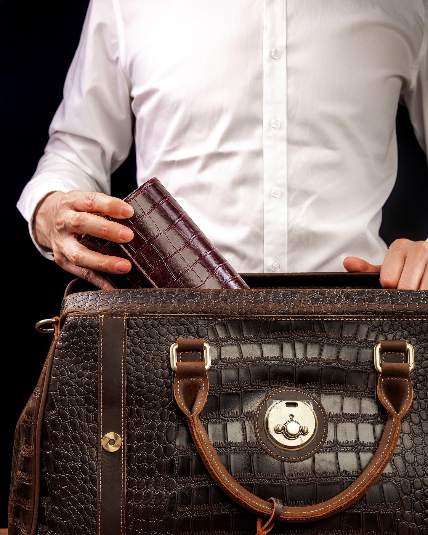 MR.OKAY 3 Watch Travel Case-Classic Leather Watch Case With Superb Texture. (Portable Watch Roll Or Organizer For Storage And Display).Festival Gift For Men, All Handcrafted By Artisans.