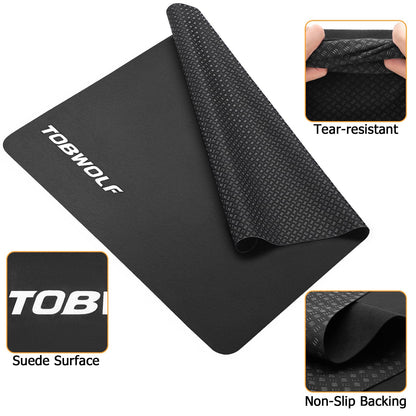 TOBWOLF Pilates Reformer Mat, 39" x 24" Non-Slip Suede Cover, Black