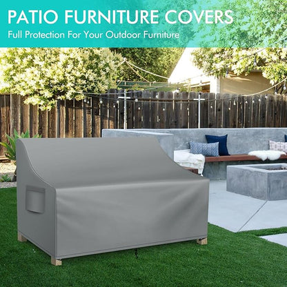 WLEAFJ Patio Sofa Cover Waterproof, 2-Seater Patio Loveseat Cover, Heavy Duty Outdoor Couch Cover, Outdoor Furniture Covers with Air Vent, 60’’ W x 34’’ D x 30’’ H, Grey