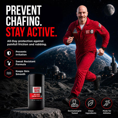 HAPPY NUTS Anti-Chafe Comfort Stick for Men: Ultimate Friction Defense & Chafing Prevention for Active Lifestyles - Perfect for Runners, Cyclists, & Active Men (1 Pack)