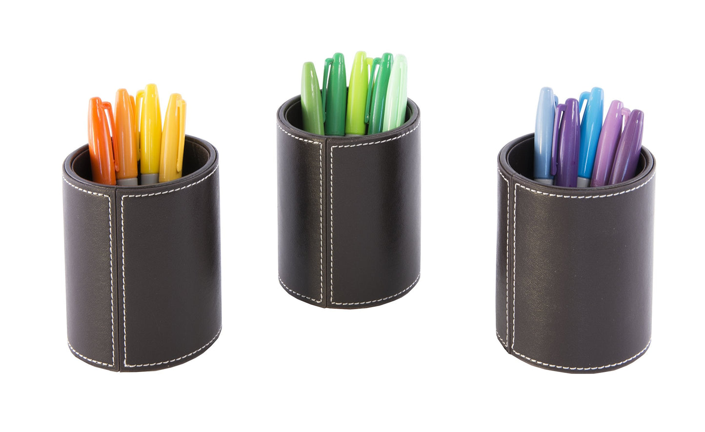 Osco BPUPP1 Faux Leather Pen Pot - Brown