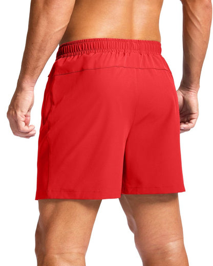 G Gradual Men's Athletic Running Shorts with Zipper Pockets Quick Dry 7"/ 5"/ 9" Workout Gym Shorts for Basketball Hiking(Deep Red,5XXXL)