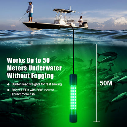 Underwater Fishing Light 1600 Lumens 10.8W 12/24V Submersible Fishing Bait Finder 180 LED Deep Drop Night Fishing Light with 20 FT Cord for Shrimp Squid Fish Crowds
