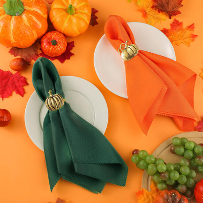 16 Pcs Fall Thanksgiving Napkin Ring Set 8 Pcs Napkin Rings and 8 Pcs Washable Thanksgiving Dinner Napkins for Fall Party Holiday Kitchen Table Decoration for Autumn Party Supplies (Pumpkin)