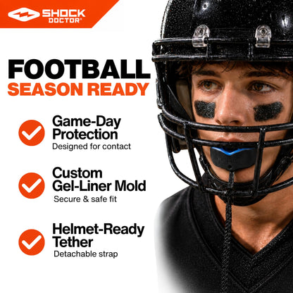 Shock Doctor Mouth Guard Sports, Hockey, Lacrosse, Baseball, Wrestling Moutguard, Gel Max Heavy Duty Protection & Custom Fit, Football Mouth Guard with Strap, Adult & Youth Mouthguard