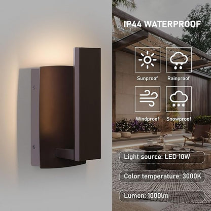 LamQee Modern Outdoor Wall Lights for House LED Integrated, Aluminum Outdoor Porch Light Fixture Wall Mount, 3000K 10W Exterior Wall Sconce Lighting Patio Front Door Garage Indoor, Brown