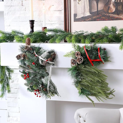 6 Pcs 15.5 Inch Christmas Wreath Horse Head Wreath Metal Frame Horse Wire Garland Xmas Garland for Farmhouse Holiday Wall Porch Door Home Chair Fireplace Hanging Decor Xmas Tree Ornament